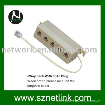 Acoplador Jack de 5 vías con conector 6P4C